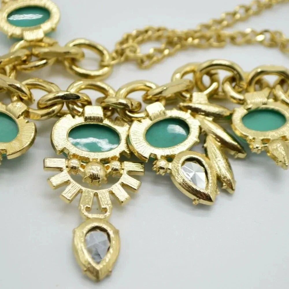 Blue Green Clear Acrylic Flower Rhinestone Choker